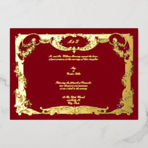 Eleganter Barock Rokoko Rose Blumenstrauß Hochzeit Folieneinladung