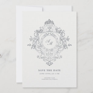 Eleganter Barock Wappen Black Style Save the Date Einladung
