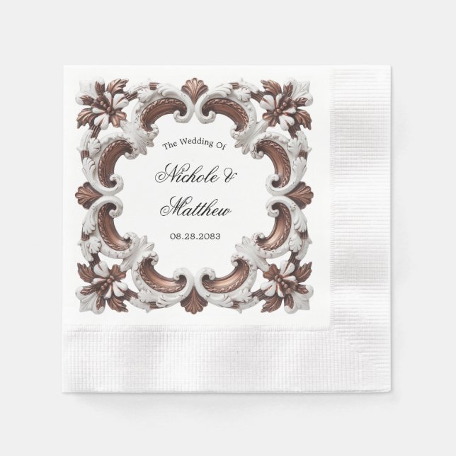 Eleganter barocker Hochzeitsrahmen Serviette (Vorderseite)