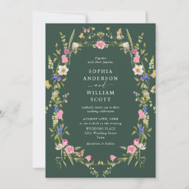 Eleganter Barockgarten Hochzeit der Blumen Einladung