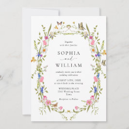 Eleganter Barockgarten Hochzeit der Blumen Einladung