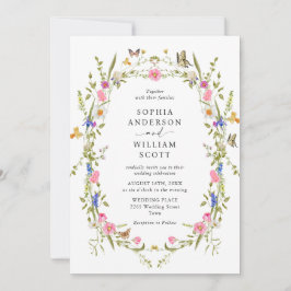 Eleganter Barockgarten Hochzeit der Blumen Einladung