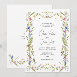 Eleganter Barockgarten Hochzeit der Blumen Einladung