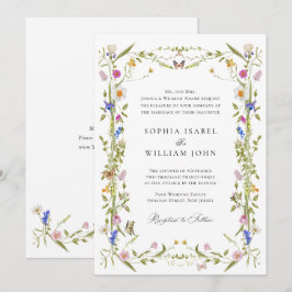 Eleganter Barockgarten Hochzeit der Blumen Einladung