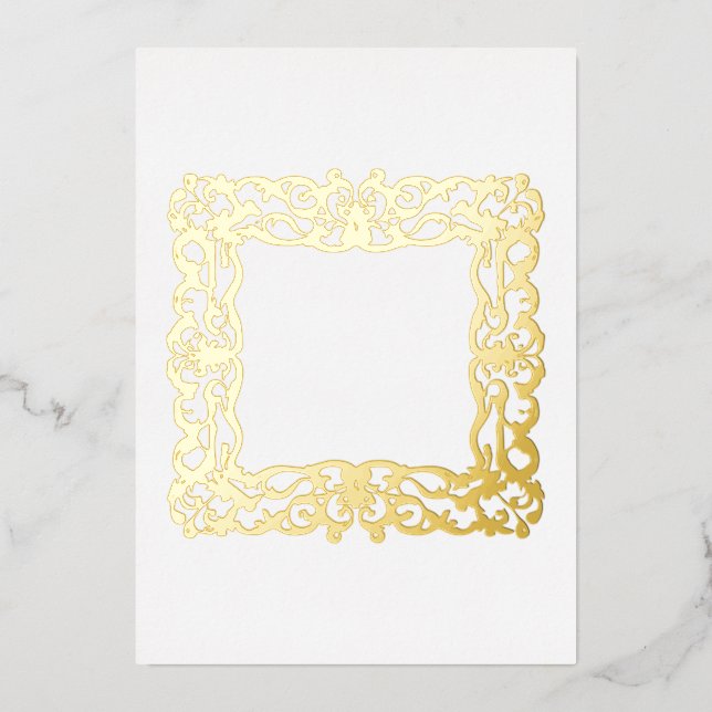 Eleganter Barockrahmen Gold Blank Folieneinladung (Vorderseite)