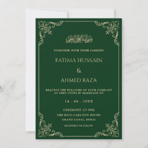 Eleganter Barockrahmen Gold Grüne muslimische Hoch Einladung