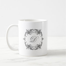 Eleganter Barockrahmen mit dem Monogramm-Initial Kaffeetasse