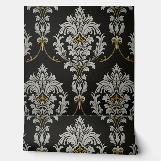 Eleganter Baroque Damask Tapete (Abrollen)
