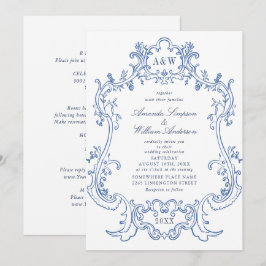 Eleganter Baroque Dusty Verzierter Rahmen Hochzeit Einladung