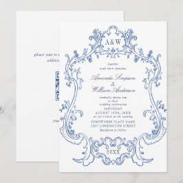 Eleganter Baroque Dusty Verzierter Rahmen Hochzeit Einladung