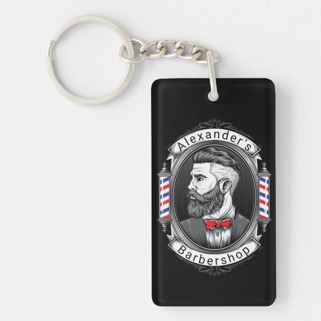 Eleganter Bartter personalize Schlüsselanhänger (Vorderseite)