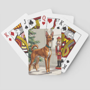 Eleganter Basenji-Hund Nussknacker modernes Weihna Spielkarten