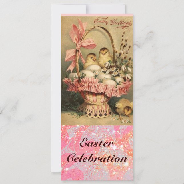 ELEGANTER BASKET,KIKEN,BLUME UND OSTEREIER EINLADUNG (Vorderseite)