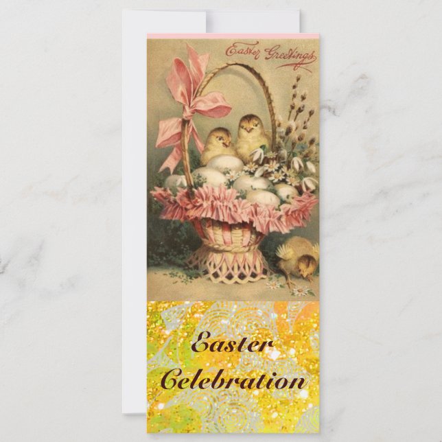 ELEGANTER BASKET,KIKEN,BLUME UND OSTEREIER EINLADUNG (Vorderseite)
