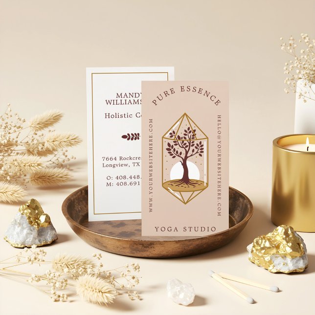 Eleganter Baum Kristallkuchendesign Visitenkarte (Elegant Tree Of Life Crystal Holistic Coach Design Business Card)