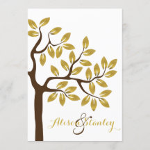 Eleganter Baum mit Goldfolie Blätter Moderne Hochz