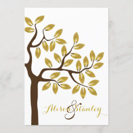 Eleganter Baum mit Goldfolie Blätter Moderne Hochz Einladung