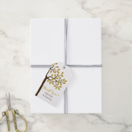 Eleganter Baum mit Goldfolie Blätter Moderne Hochz Geschenkanhänger