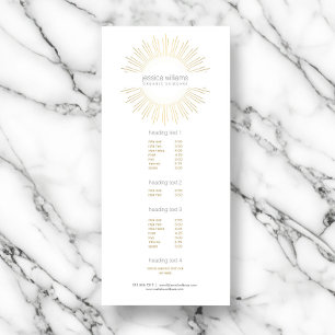 Eleganter Beauty Gold Sunburst Kosmetologe, Salon Werbekarte