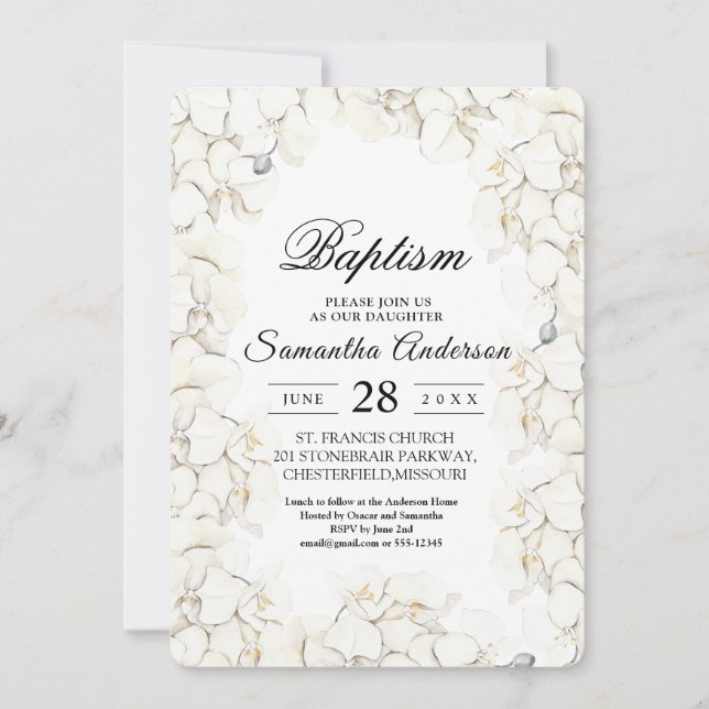 Eleganter Beauty White Orchids Rahmen Einladung (Vorderseite)
