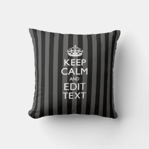 Eleganter BEHALT von CALM und Text auf schwarzen S Kissen