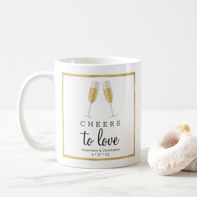Eleganter Beifall zur Liebe Gold Wedding Champagne Kaffeetasse (Mit Donut)