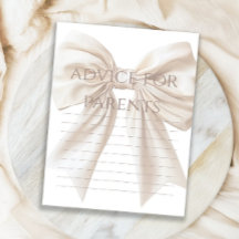 Eleganter Beige Bow Baby Shower Advice für Eltern