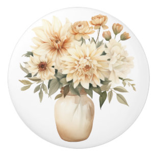 Eleganter Beige-Braun-Blumen-Blumenkeramikknopf Keramikknauf