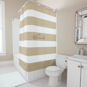 Eleganter Beige Braun Handschrift Familienname Duschvorhang