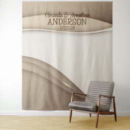 Eleganter Beige Champagne Gold Wave Wedding Hinter Wandteppich