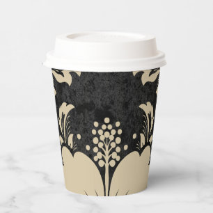 Eleganter Beige Damast Weihnachten elegant Pappbecher