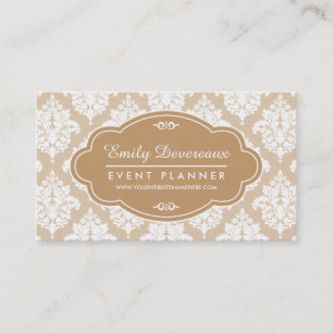Eleganter beige Leinendamast personalisiert Visitenkarte