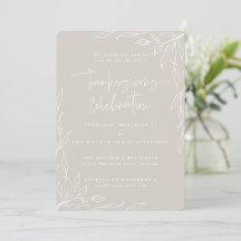 Eleganter Beige Moderner Leaf Motif Erntedank Einladung
