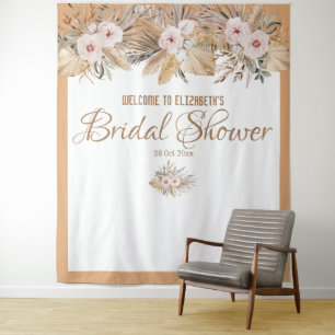 Eleganter Beige Pampas-Gras-Brautparty Wandteppich
