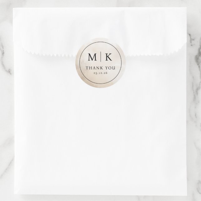 Eleganter Beige Serif Danke Aufkleber (Tasche)