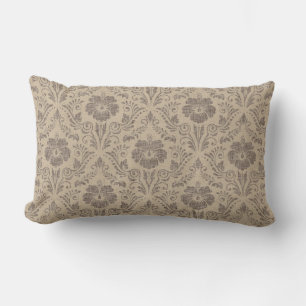 Eleganter Beige und braune Damaskus Lendenkissen