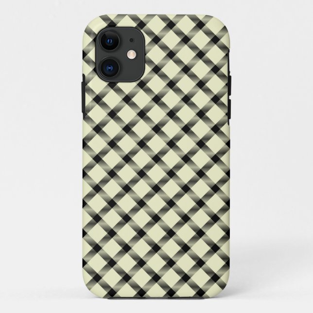 Eleganter Beige und schwarzer Tartan Case-Mate iPhone Hülle (Rückseite)