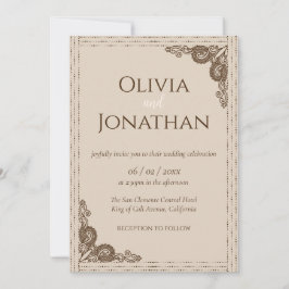 Eleganter Beige verzierte Einladung zur Hochzeit