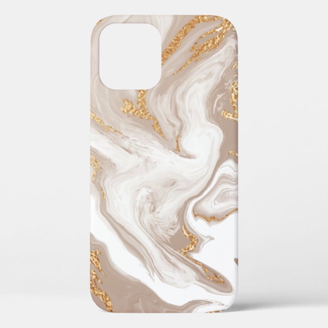 Eleganter beigefarbener Marmor mit goldenem Glitze Case-Mate iPhone Hülle (Rückseite)