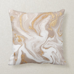 Eleganter beigefarbener Marmor mit goldenem Glitze Kissen
