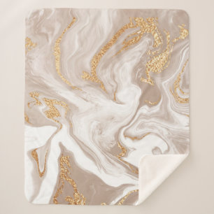Eleganter beigefarbener Marmor mit goldenem Glitze Sherpadecke
