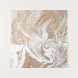Eleganter beigefarbener Marmor mit goldenem Glitze Wandteppich