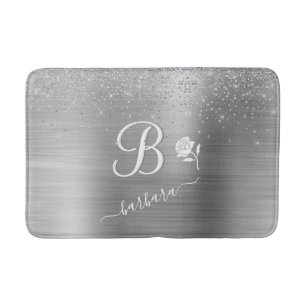 Eleganter benutzerdefinierter Monogram-Silver-Spar Badematte