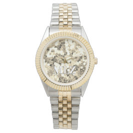 Eleganter, benutzerdefinierter Monogramm-Glitzer-L Armbanduhr