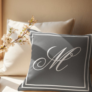 Eleganter benutzerdefinierter Monogramm-Grau-Throw Kissen