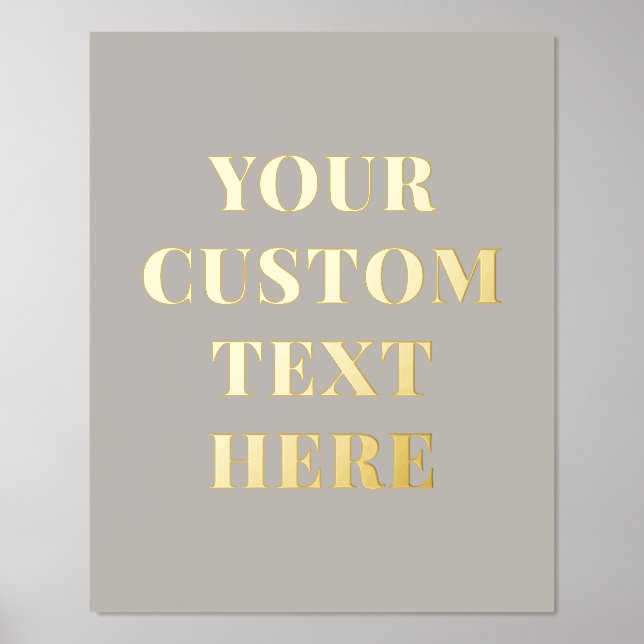 Eleganter benutzerdefinierter Text Taupe Foliendrucke (Vorderseite)