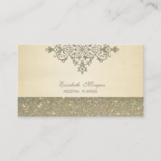 Eleganter Beruflich Chic Luxus, Glitzer Lace Visitenkarte (Vorderseite)