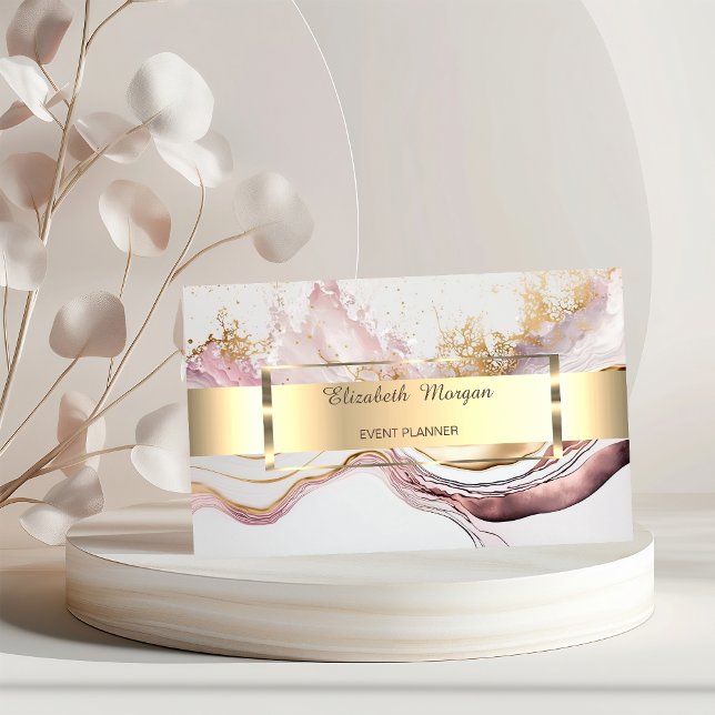 Eleganter Beruflicher Goldstreifen Rosa Marmor Visitenkarte (Von Creator hochgeladen)