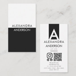 Eleganter Beruflicher Monogram Minimal QR Code Visitenkarte
