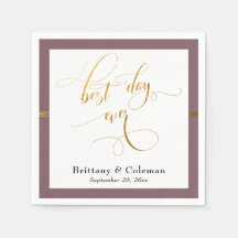 Eleganter Best Day Ever Mauve Pink & Gold Streifen